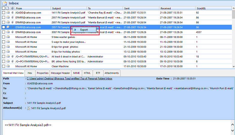 EML file Viewer Tool export selective emails