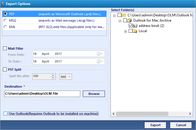 how to move a outlook 2011 mac pst file