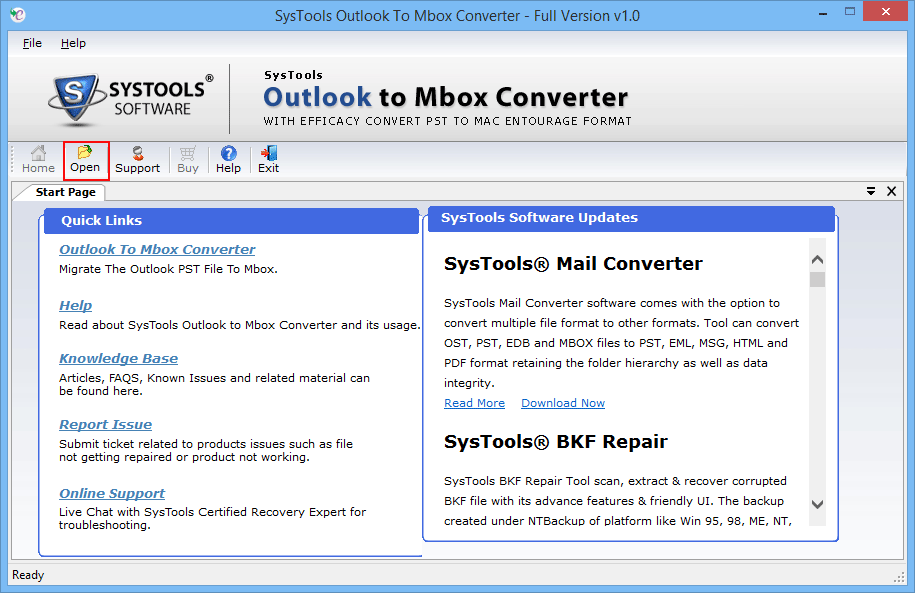 Run Outlook to MBOX Tool & add file